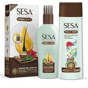 Sesa Ayurvedic Strong Roots Hair Care Combo (Oil and Shampoo + Conditioner) | Complete Hair Care Regimen | Hair Oil - 100ml & Shampoo + Conditoner - 200ml