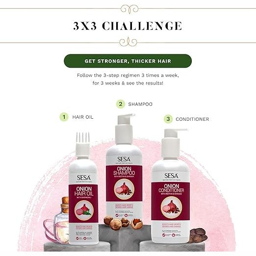 Sesa Onion Shampoo with Reetha & Shikakai | Hair Growth, Hair Damage, Hair Strengthening & Hairfall Control | No Sulphates, Parabens, Silicones & Artificial Color | 300 ml (Pack of 1)