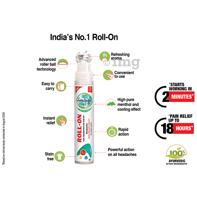 Amrutanjan Headache Faster Relaxation Roll -Pack of 2,10ml