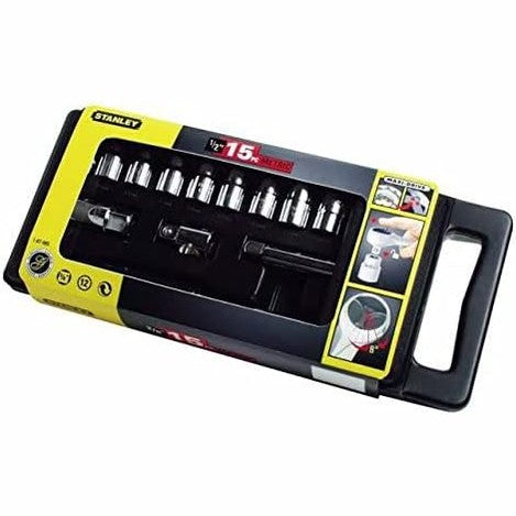 Stanley Socket Set 15Pc Metric 1/2Sd 1 87 065, 1-87-065