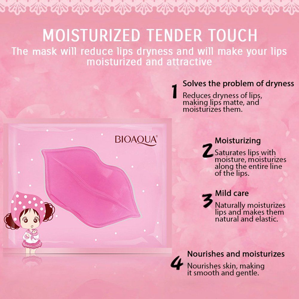 BIOAQUA Lip Plumper Collagen Crystal Mask Skin Natural Gloss Nourishing Moisturizing (5PCS)