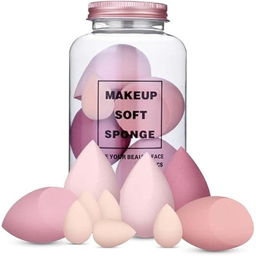OAOEYE Beauty Blender Complexion Makeup Sponge, Foundation Blending Sponges Ideal for women Makeup Highlighters, Foundation, Powder, Cream or Liquid Application Storage Case (10PCS Pink Makeup Sponge)