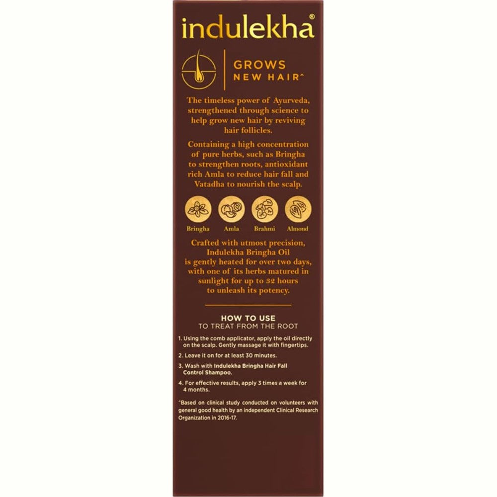 Indulekha Bringha, Ayurvedic Hair Oil, 250ml, for Hair Fall Control, with Amla & Coconut Oil, with Comb Applicator
