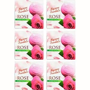 Mysore Sandal's rose luxury bath soap, Pack of 6