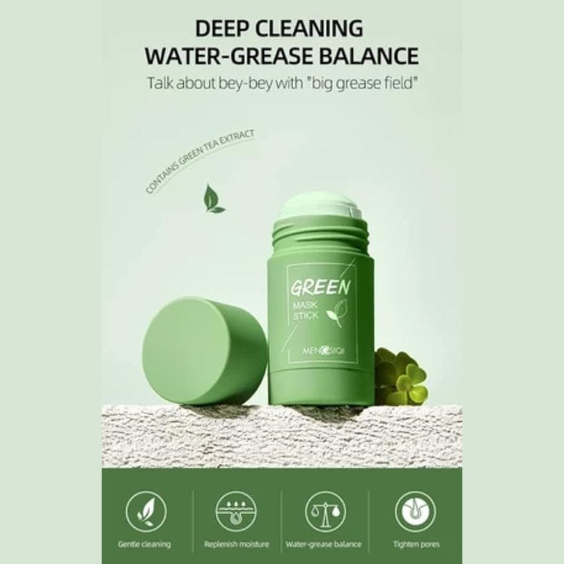 MENGSIQI Green Tea Purifying Face Mask Clay Stick. Improves Facial Skin, Deep Pores Opener With Gentle Soothing Skin Effect. Blackhead Control. Both Men and Women Skin Types 1.4 Ounce (Pack of 1)