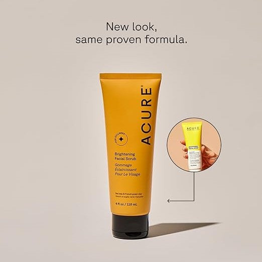 Acure Bestselling Duo Kit - Brightening Facial Scrub & Cleansing Gel - All Skin Types - Cleanse With Pomegranate, Blackberry & Acai - Scrub With Sea Kelp & French Green Clay