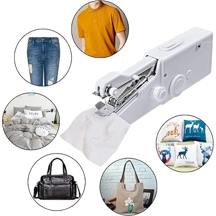 Portable Sewing Machine Handheld - Mini Hand Sewing Machine for Kids Beginners Home or Travel Sewing - Cordless Small Handy Stitch Handheld Sewing Machine for Easy Quick Repairs Fabric Leather Denim