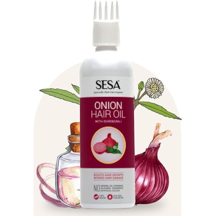Sesa Onion Anti-Hair Fall Combo for Hair Care| Onion Oil - 200 ml & Onion Shampoo - 300 ml
