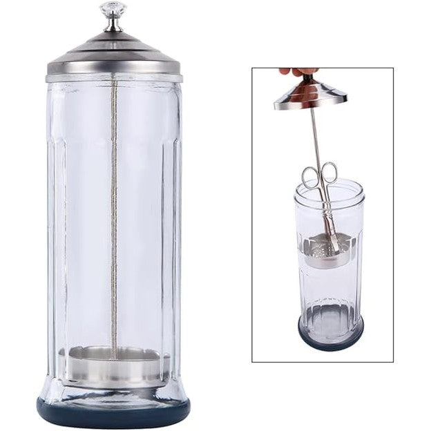 Barber Trade Glass Disinfectant Jar for s - Disinfecting Sterilizer Jar for Salons - Professional Sterilizer Jar for Supplies and Nail Tools - 1.09 L / 37 fl.oz.