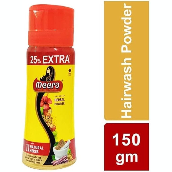 Meera Herbals 4 X Hair Wash Powder Shikakai, Tulsi Powder 120gm Jar X 4= Net. 480g