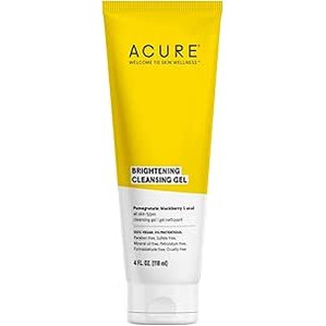 ACURE Brightening Cleansing Gel | 100% Vegan | For A Brighter Appearance | Pomegranate, Blackberry & Acai - Antioxidant- Rich & Super Gentle | All Skin Types | 4 Fl Oz