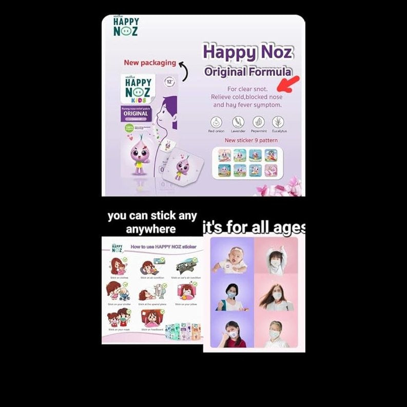Happy Noz Organic Air Freshener – Organic Onion Stickers for Air – Premium Deodorizing Sheets with Shallot, Eucalyptus, Lavender & Peppermint – Ideal for Kids & Adults (1 Box 6 Pcs)