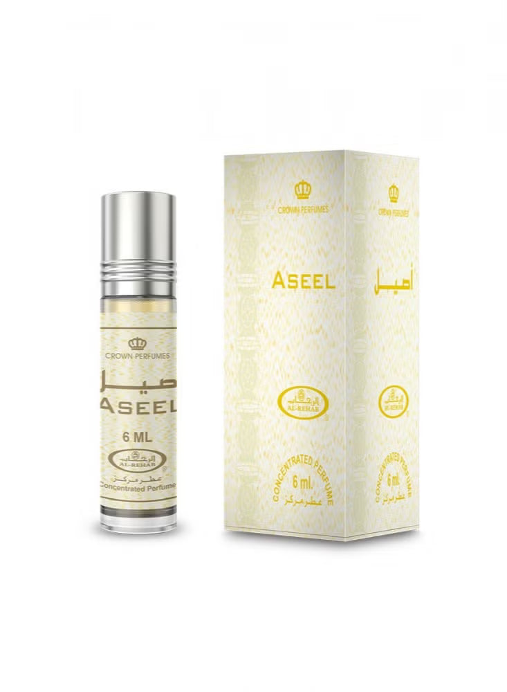 Aseel Concentrated perfume oil Roll on Bottle 6ml of 6pcs by Al Rehab