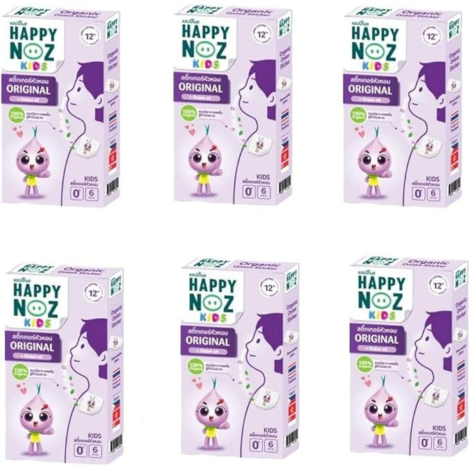 Happy Noz Organic Air Freshener – Organic Onion Stickers for Air – Premium Deodorizing Sheets with Shallot, Eucalyptus, Lavender & Peppermint – Ideal for Kids & Adults (1 Box 6 Pcs)