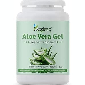 KAZIMA Aloe Vera Gel Raw - 100% Pure Natural Gel - Ideal for Skin, Face, Acne Scars, Hair, Moisturizer & Dark Circles (1 KG)