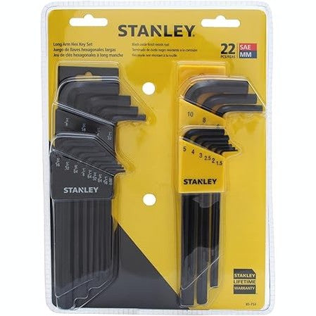 STANLEY Hex Key Set, Long Arm, SAE & MM, 22-Piece (85-753)