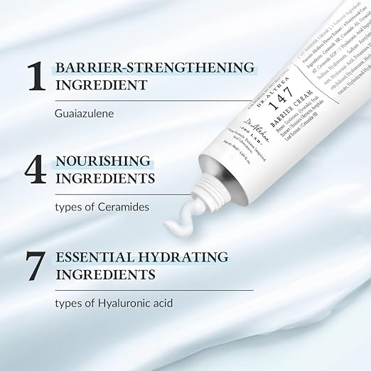 Dr.Althea 147 Barrier Cream | Daily Skin Barrier Repair Care | Deep Hydrating with Hyaluronic Acid & Ceramides | Korean Vegan Skincare for All Skin Types | 1.7 Fl Oz
