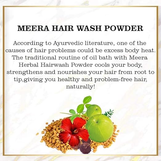 Meera Herbals 4 X Hair Wash Powder Shikakai, Tulsi Powder 120gm Jar X 4= Net. 480g