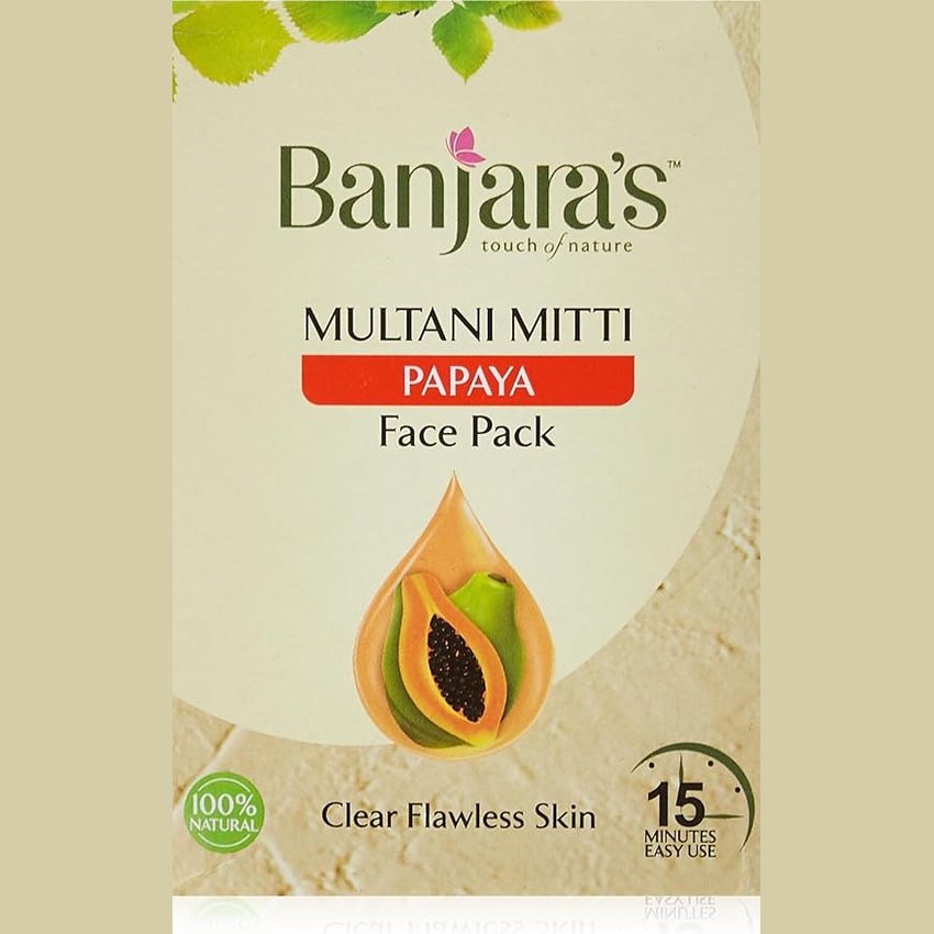 Banjara's Multani Mitti with Papaya - Face Pack - Clear and Flawless Skin - 100 grams Herbals