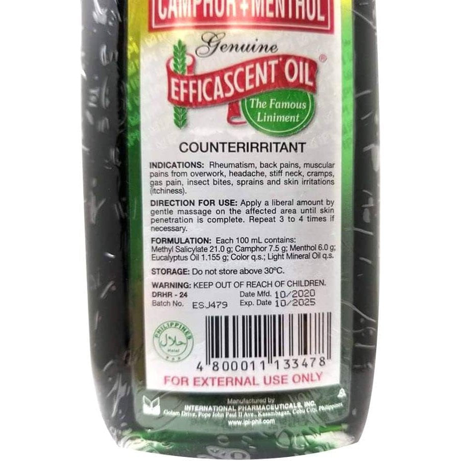 International Pharmaceuticals Inc (Phils) Genuine EFFICASCENT OIL Extra Strength Counterirritant 235ml Large Size Bottle