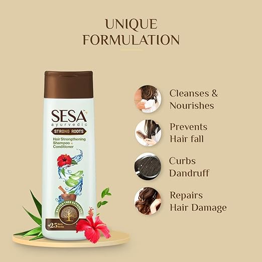 Sesa Ayurvedic Strong Roots Hair Care Combo (Oil and Shampoo + Conditioner) | Complete Hair Care Regimen | Hair Oil - 100ml & Shampoo + Conditoner - 200ml