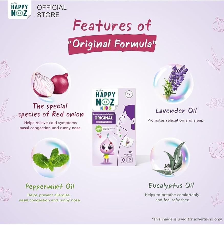 Happy Noz Organic Air Freshener – Organic Onion Stickers for Air – Premium Deodorizing Sheets with Shallot, Eucalyptus, Lavender & Peppermint – Ideal for Kids & Adults (6 Box 36 Pcs)