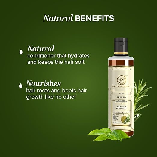 Khadi Natural Herbal Ayurvedic Rosemary and Henna Hair Oil (210 ml) multi