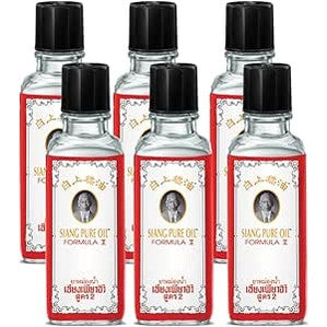 Siang Pure Oil White - Peppermint Menthol for Muscles and Joints - Natural Muscle Rub for Body and Joints(Pack of 6)
