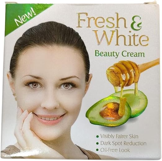 Fresh & White Beauty Cream Original 30g Removes Dark Circles & Acne on the Skin Whitening Face & Body for Men & Women Use at Night It Includes Avocado & Honey