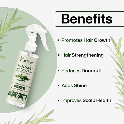 KZM Cosmetic's Kazima Rosemary Water Spray with Redensyl & Keratin Hair Mist - Hair Growth & Hair Strengthening - 200 ML
