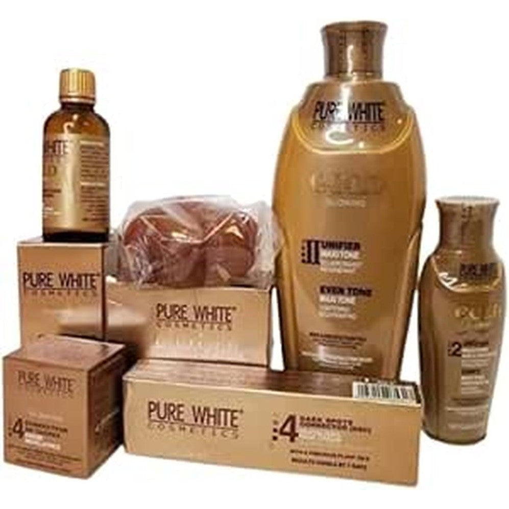 AROOSH (FZE) PURE WHITE GOLD GLOWING LOTION Oil Soap Cream Serum Tube LOTION (6) Piece