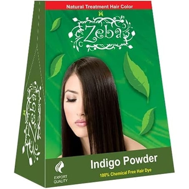 Zeba Indigo Powder - 100% Chemical Free Hair Dye- Makes Hair Shiny & Smooth - Natural Treatment Hair Color - Cools Scalp & Has Soothing Effect - 150 Grams