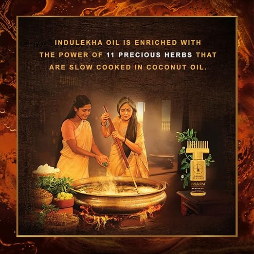 Indulekha Bringha, Ayurvedic Hair Oil, 250ml, for Hair Fall Control, with Amla & Coconut Oil, with Comb Applicator