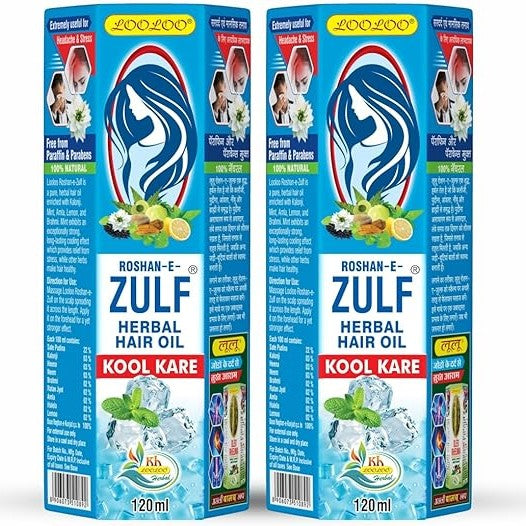 LooLoo Roshan-e-Zulf Hair Oil 120ml |Herbal Hair Oil |Mint, Brahmi & Henna - Pack of 2 (120ml each)
