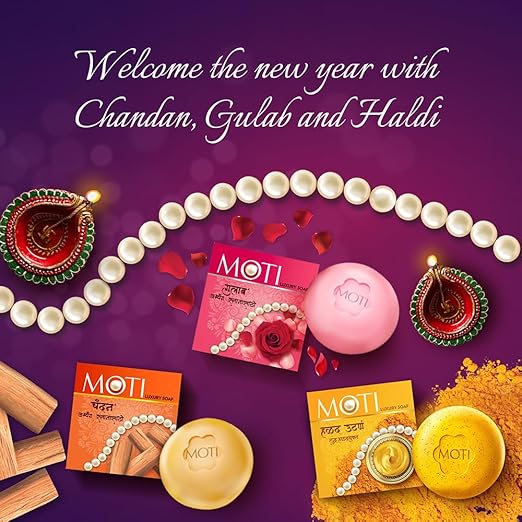 Moti Gulab Luxury Bath Soap, Enchanting Rose Fragrance, 5x150 g
