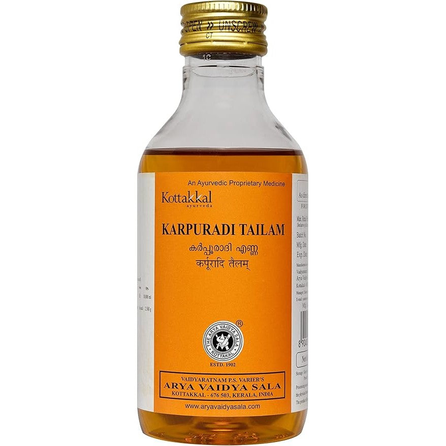 Kottakkal Ayurveda Karpuradi Tailam, Enriched With Goodness of Karpura - Pack of 2 (200ml Each), Ayurvedic Herbal Oil, Unisex, Natural Health Enthusiasts, Adults