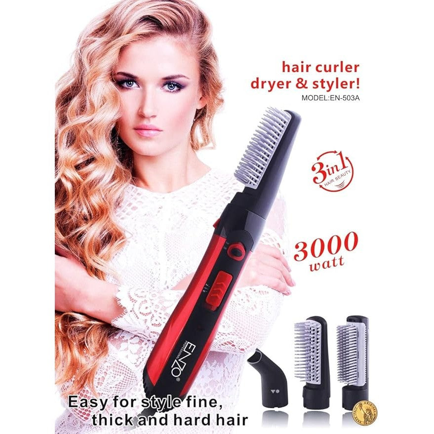 ENZO Hair Styler & Dryer With 3 Attachments-EN-503Curler,Straightener,Styler,Dryer