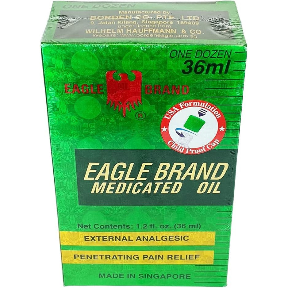 Eagle Brand Natural Medicated Oil for Muscle Aches and Pains, Includes 12 Individual 1.2 oz. Bottles
