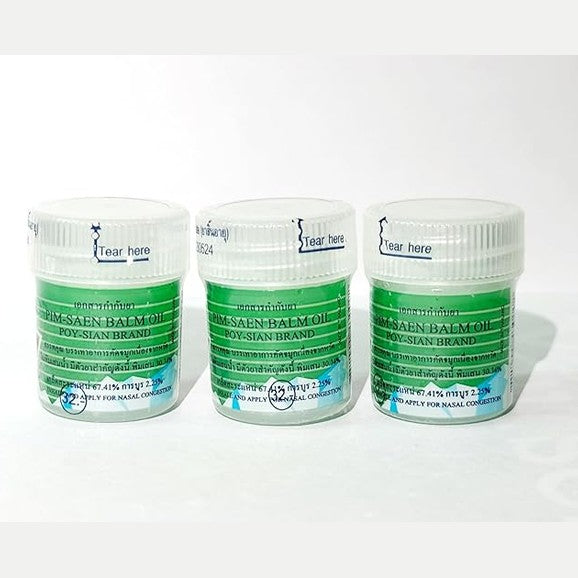 POY-SIAN Thai Pim-Saen Cotton Nasal Inhaler 8 ml (Pack of 3)