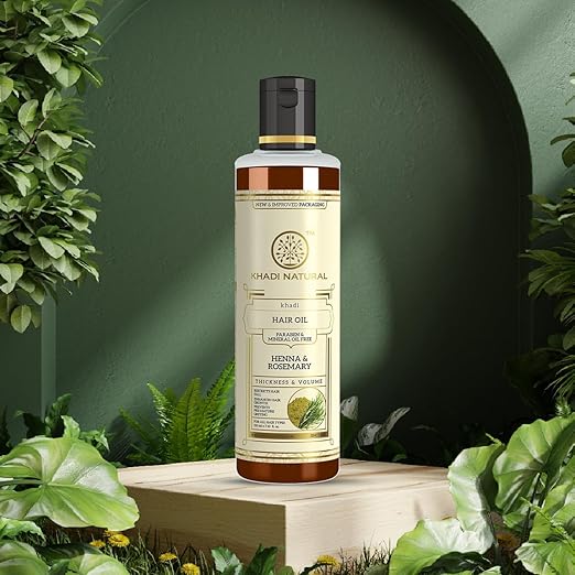 Khadi Natural Herbal Ayurvedic Rosemary and Henna Hair Oil (210 ml) multi
