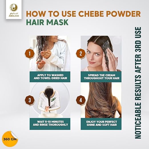 AMALICO Hair Growth Mask with Chebe Powder - Mask for Deep Scalp Nourishment - Ready to Use Mask with Canola, Almond and Olive Oil - 200 gram