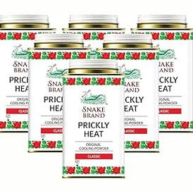 SNAKE BRAND Prickly Heat Cooling Body Powder 140g (Classic, Pack of 6)