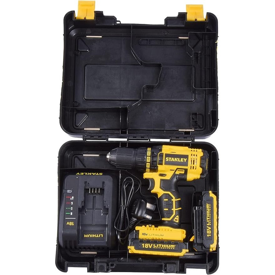 STANLEY Power Tool Cordless 18V 1.5Ah Li-Ion Drill Driver Kit Box SCD20S2K-B5