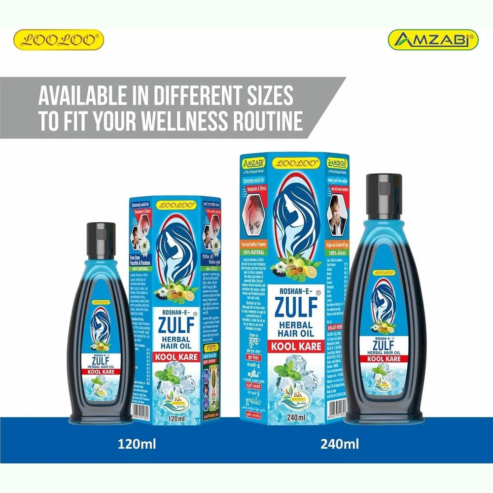 LooLoo Roshan-e-Zulf Hair Oil 120ml |Herbal Hair Oil |Mint, Brahmi & Henna - Pack of 3 (120ml each)