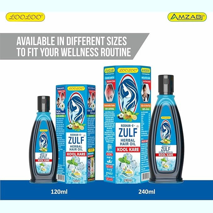 LooLoo Roshan-e-Zulf Hair Oil 120ml |Herbal Hair Oil |Mint, Brahmi & Henna - Pack of 2 (120ml each)