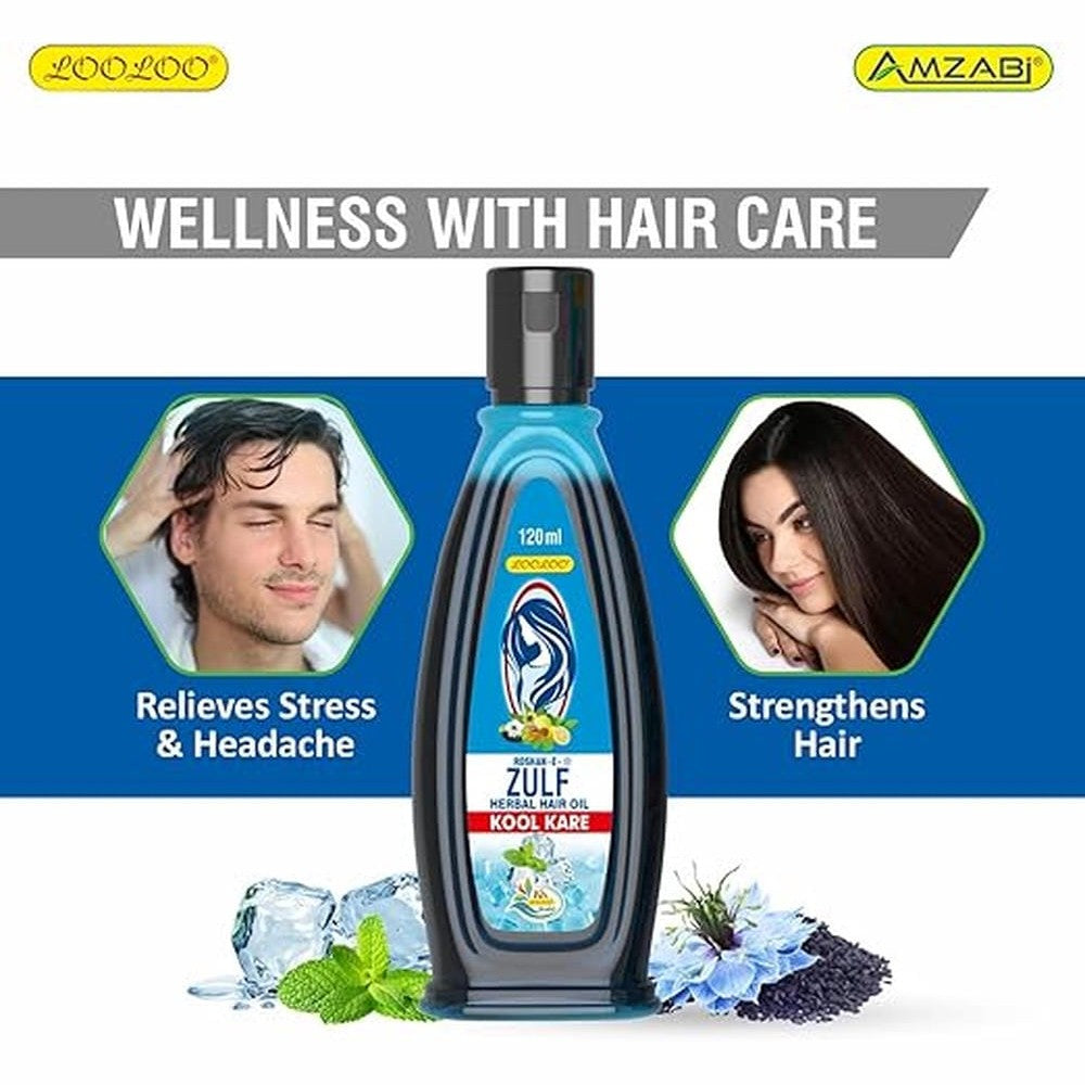 LooLoo Roshan-e-Zulf Hair Oil 120ml |Herbal Hair Oil |Mint, Brahmi & Henna - Pack of 3 (120ml each)