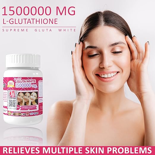Gluta Frozen Supreme White thione Skin Whitening Softgel Capsules Skin Moisturizer Collagen Stimulator Healthy Blood Circulation Remove Dark Spots & Acne Scars L- thione 1500000mg (Pack of 6)