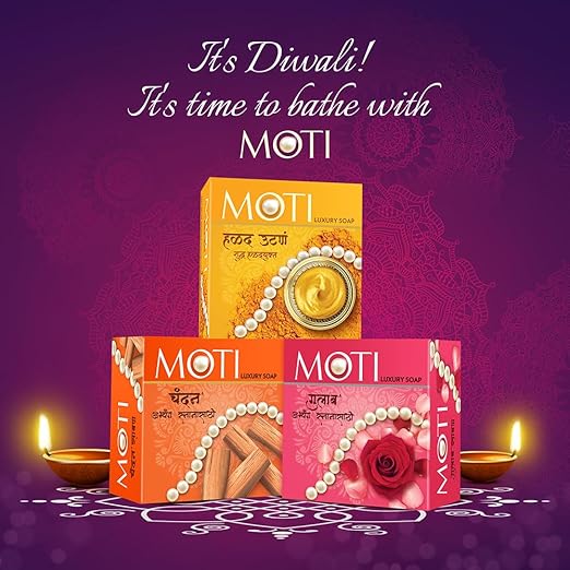 Moti Luxury Bath Soap, Gulab,150g (Pack of 5)