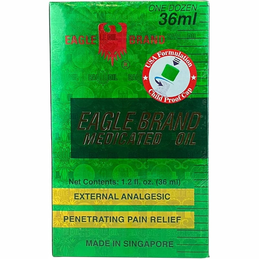 Eagle Brand Natural Medicated Oil for Muscle Aches and Pains, Includes 12 Individual 1.2 oz. Bottles