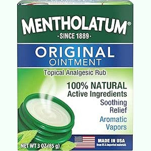 Mentholatum Original Ointment, 3 Ounce (85g) 100% Natural Active Ingredients for Soothing Relief